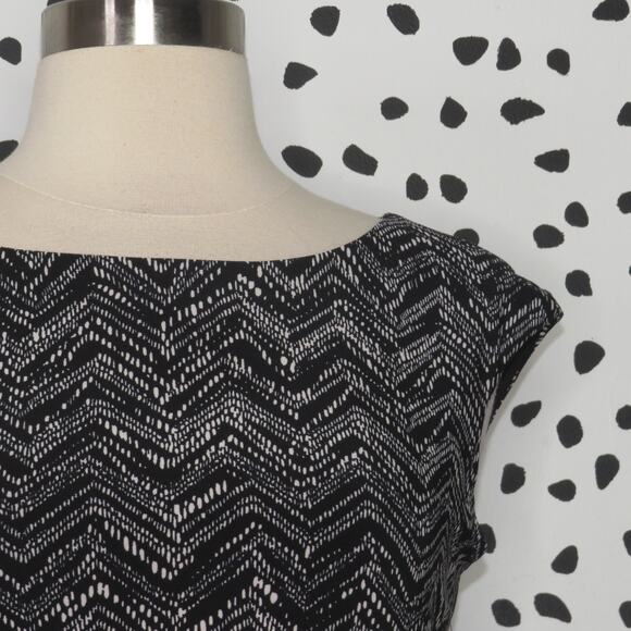 Chaps Black Chevron Print Sleeveless Sheath Dress - Picture 2 of 9